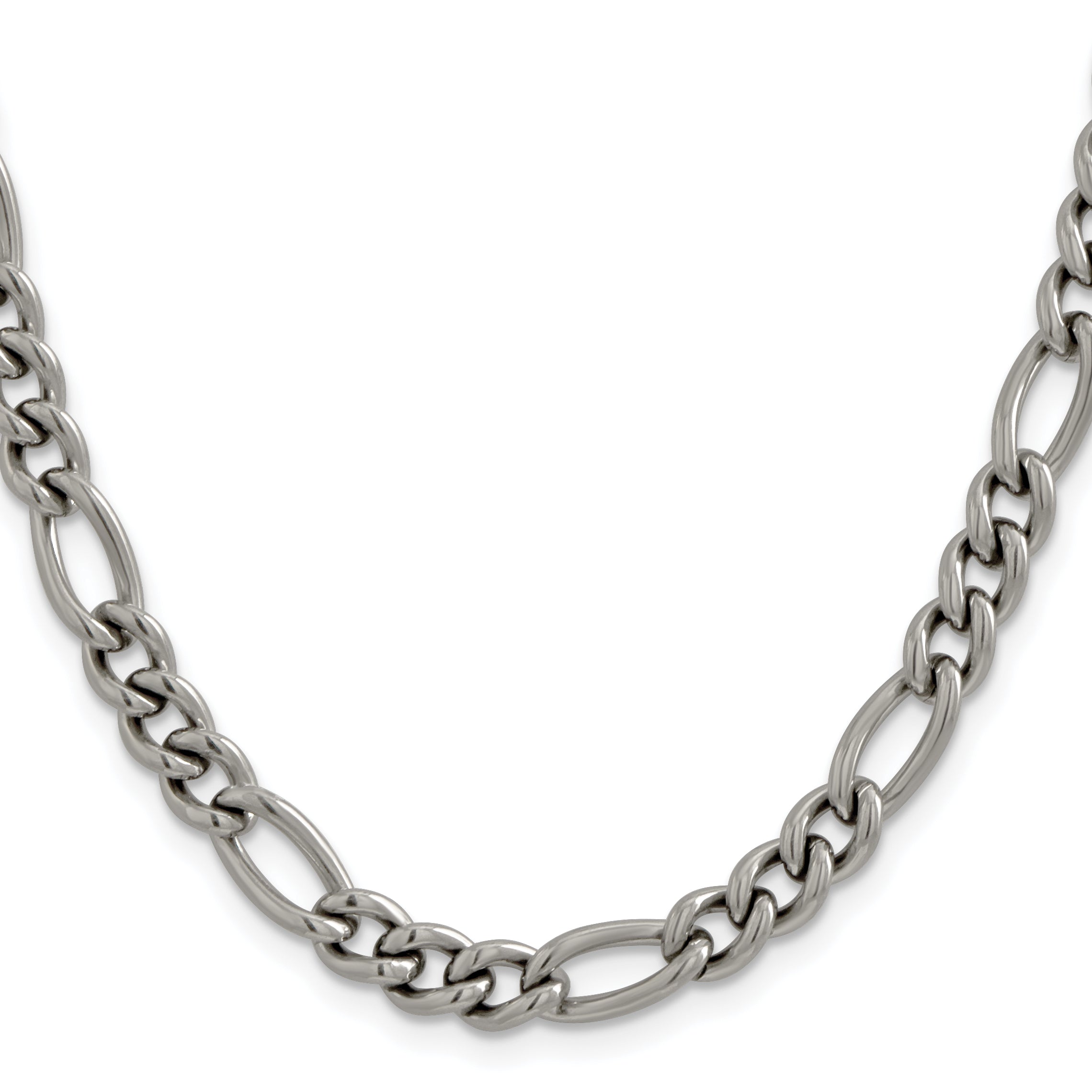 Chisel Titanium Polished 7mm 18 inch Figaro Chain