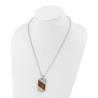 Rosewood Inlay Dog Tag Necklace in Titanium, 22"