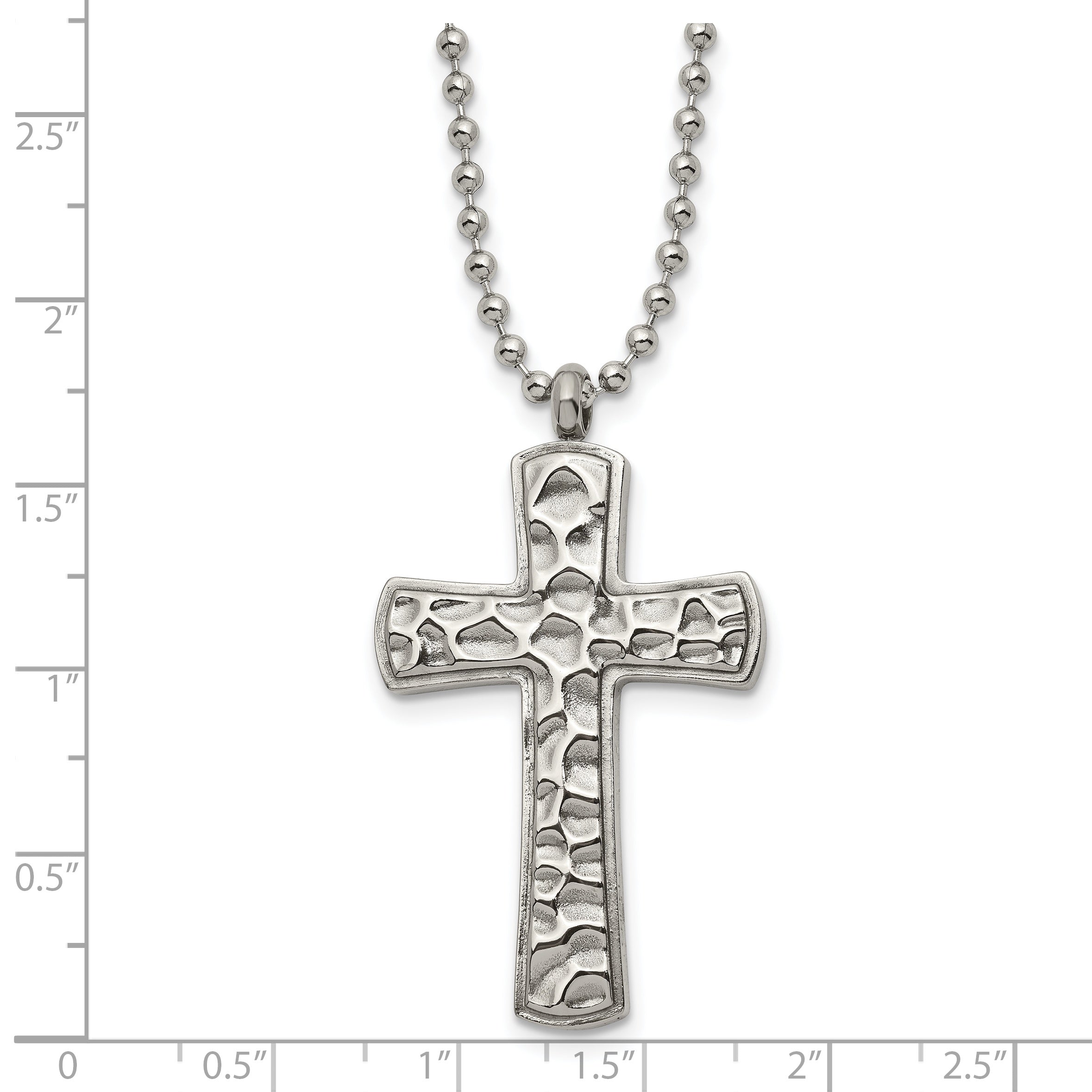 Chisel Titanium Polished and Hammered Carbon Fiber Reversible Cross 22 inch Necklace