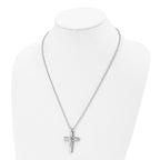 Brushed & Polished Cross Necklace in Titanium, 22 in