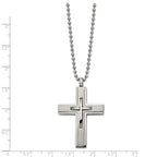 Brushed & Polished Cross Necklace in Titanium, 22 in