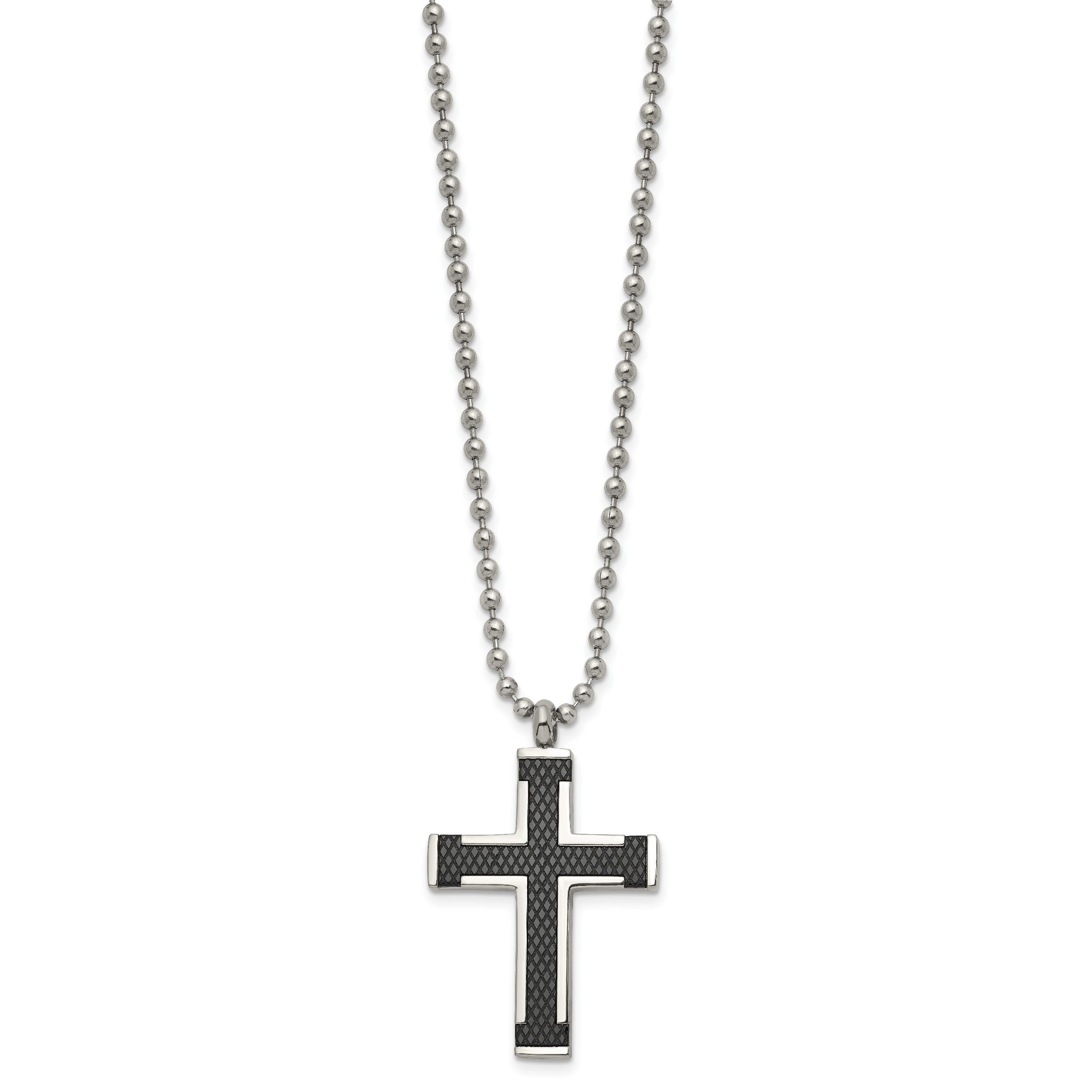 Chisel Titanium Polished Black IP-plated Laser Cut Cross 22 inch Necklace Secondary image