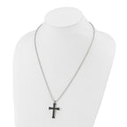Chisel Titanium Polished Black IP-plated Laser Cut Cross 22 inch Necklace