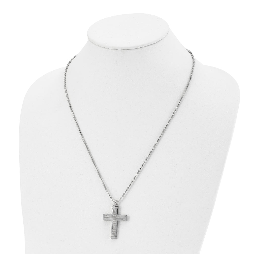 Laser-Cut Cross Necklace in Titanium