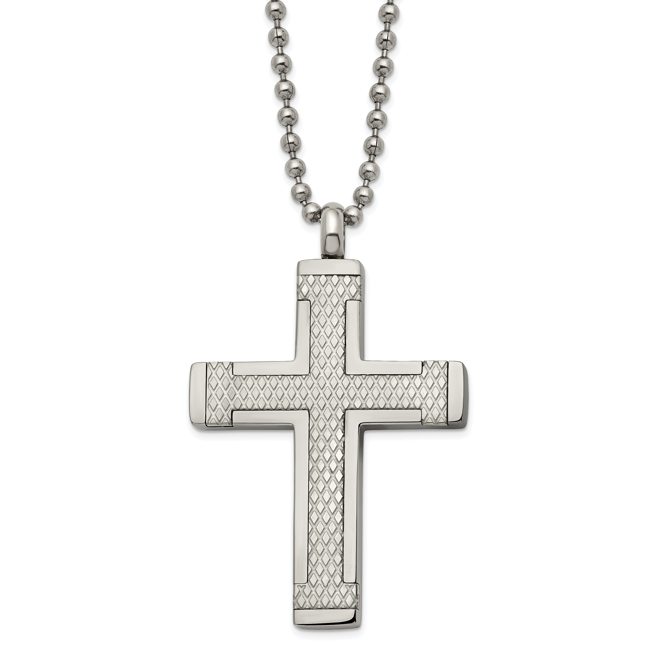 Chisel Titanium Polished Laser Cut Cross 22 inch Necklace Main image