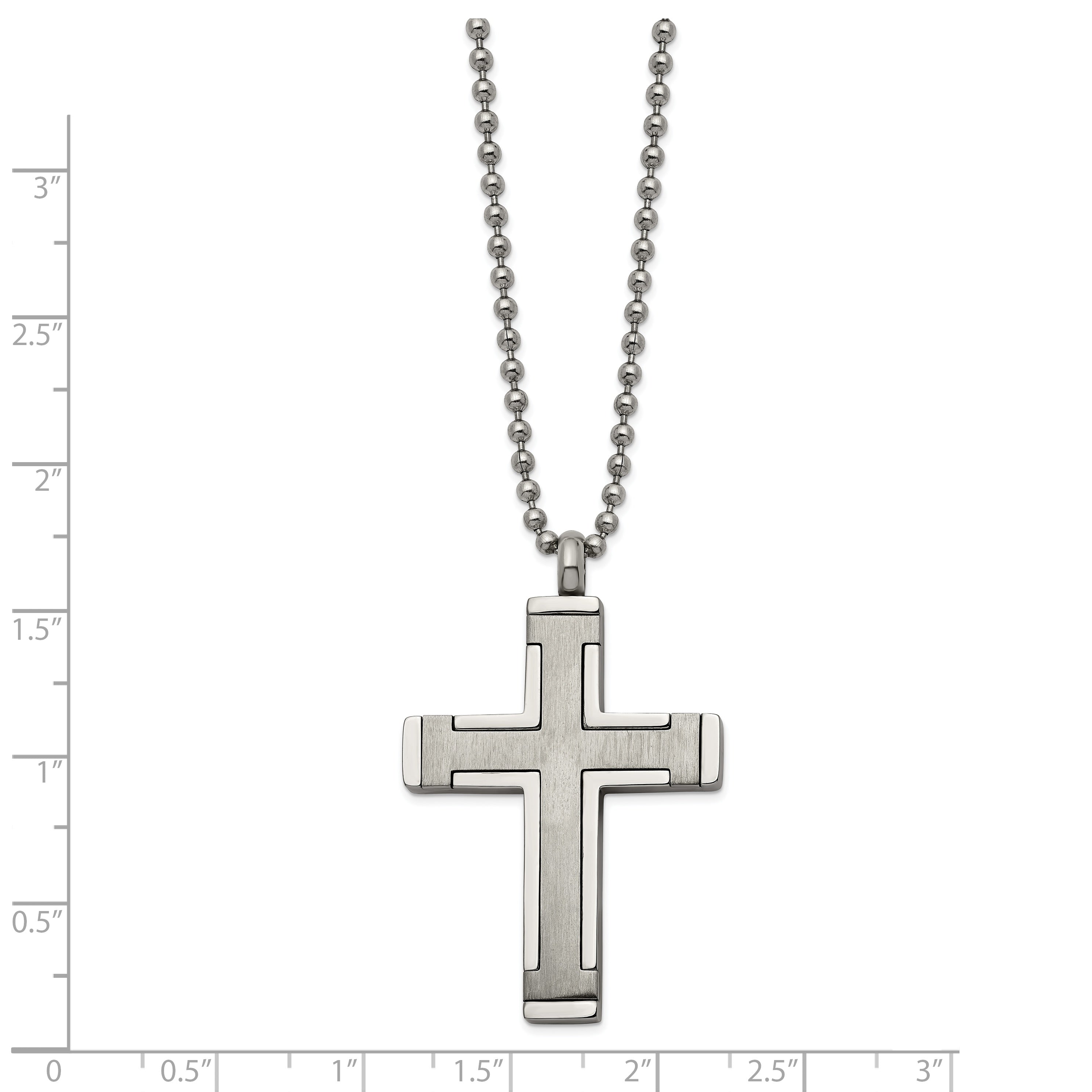 Chisel Titanium Brushed and Polished Cross 22 inch Necklace Secondary image