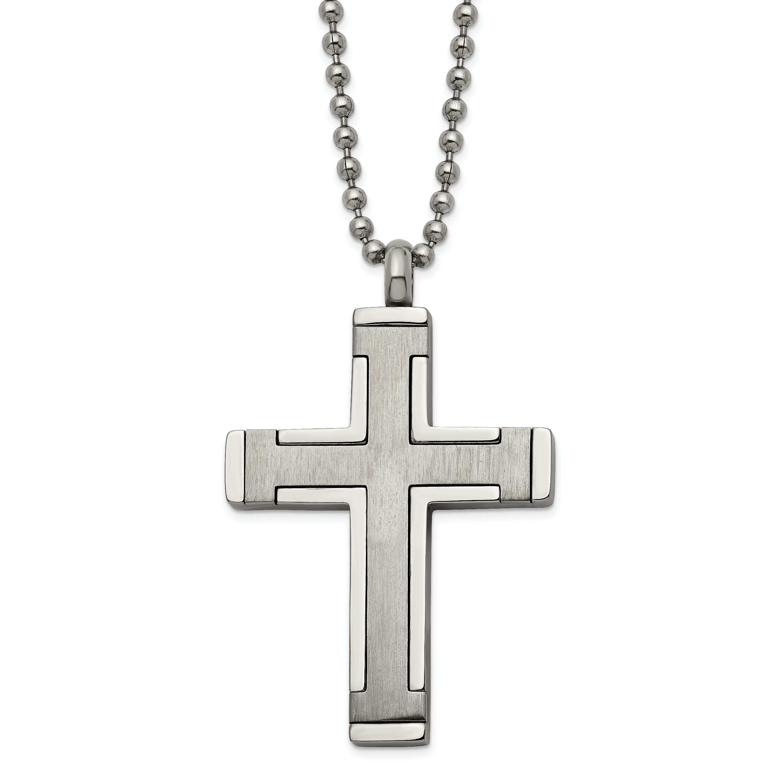 Chisel Titanium Brushed and Polished Cross 22 inch Necklace Main image