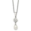 Chisel Titanium Polished with CZ and Freshwater Cultured Pearl 22 inch Necklace