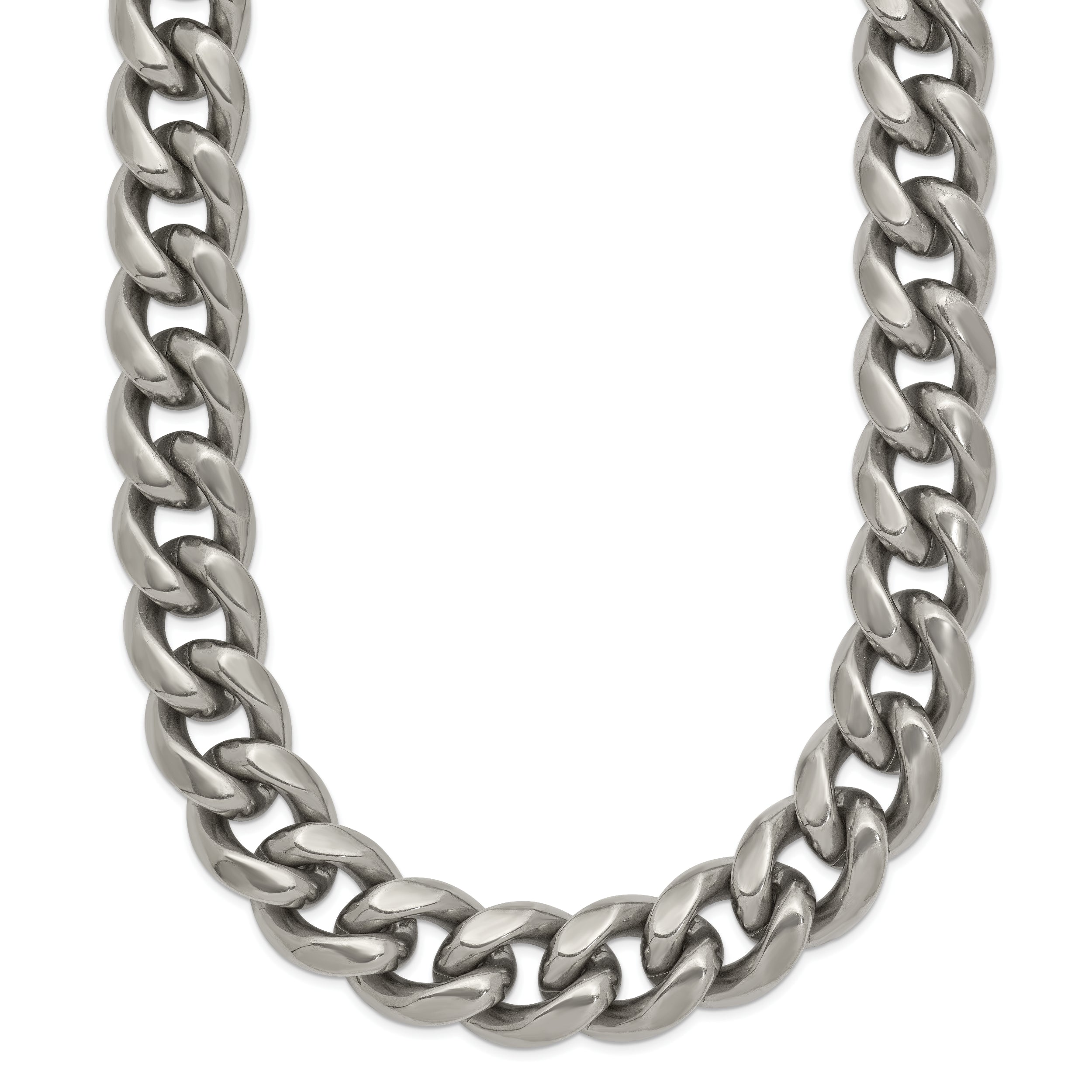 Titanium Polished 10.00mm Curb 24in Necklace