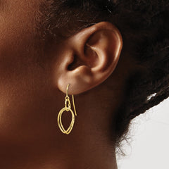 10K Polished and Textured Shepherd Hook Dangle Earrings