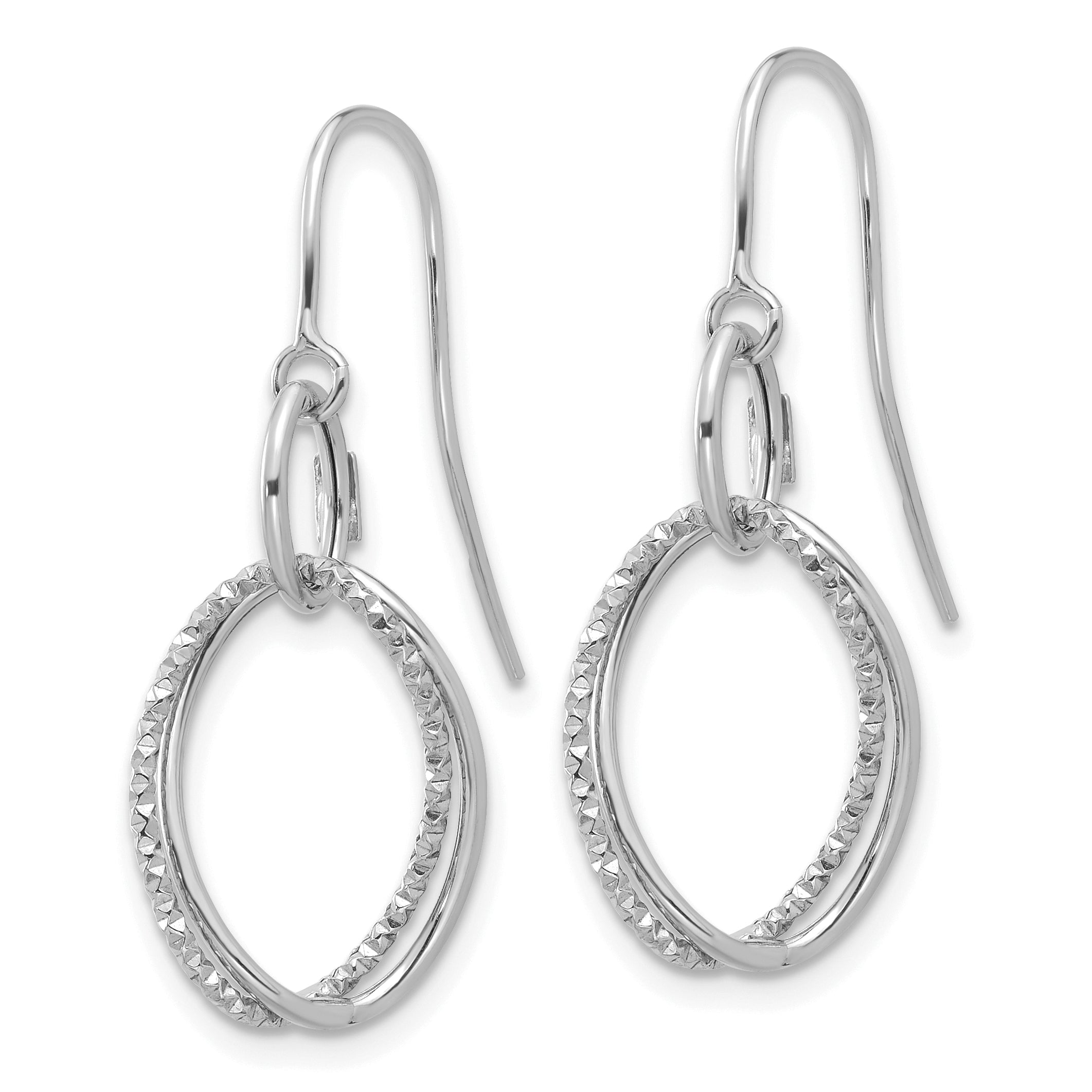 10K White Gold Polished and Textured Shepherd Hook Earrings Secondary image