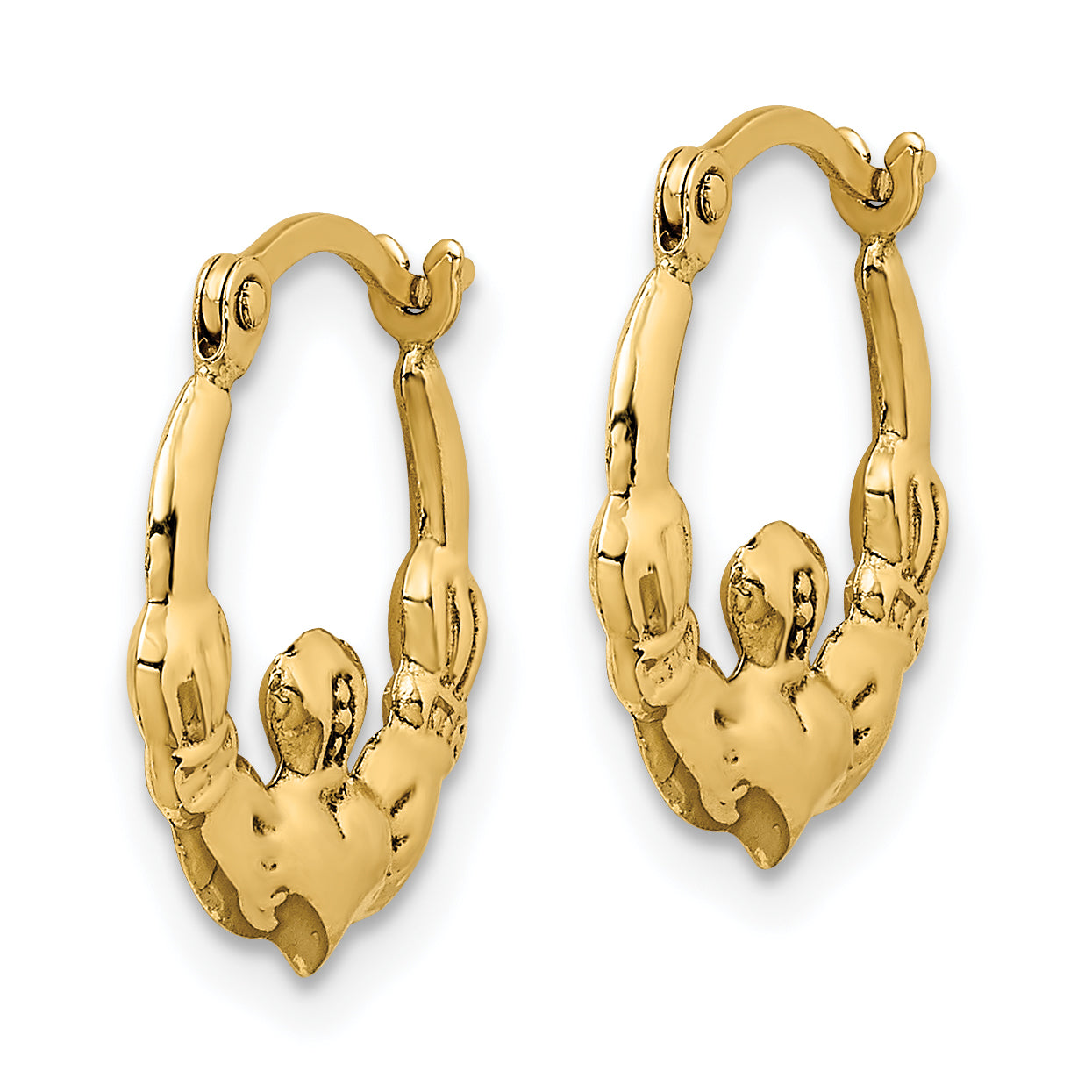 14k Claddagh Hoop Earrings Secondary image