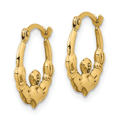 14k Claddagh Hoop Earrings