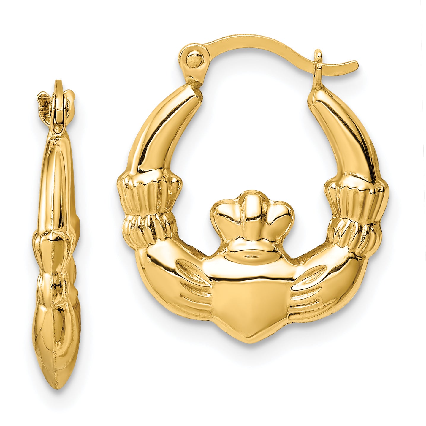 14k Claddagh Hoop Earrings