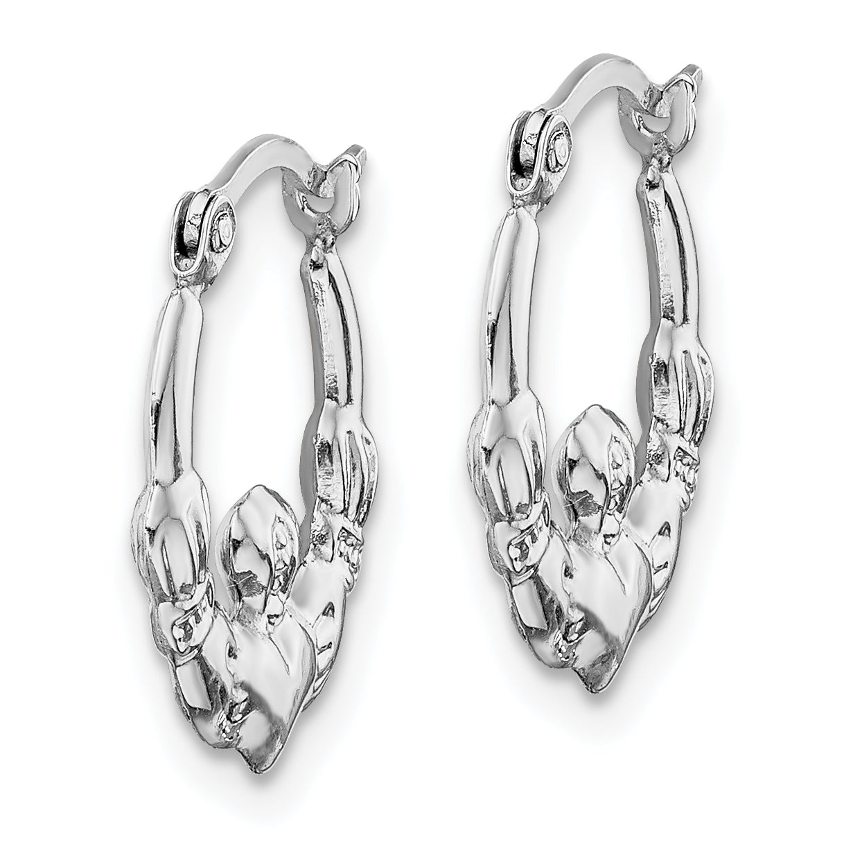 14k White Gold Claddagh Hoop Earrings Secondary image