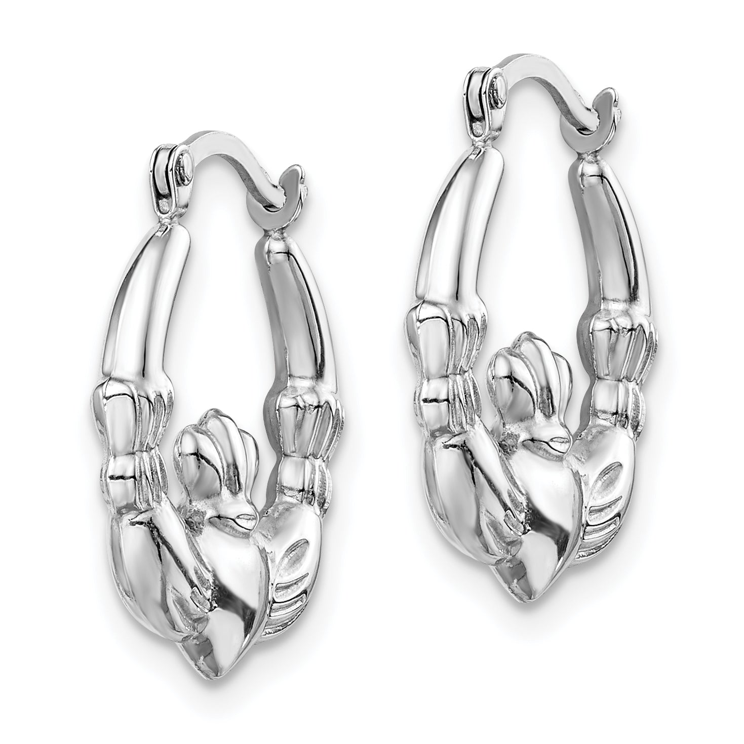14k White Gold Claddagh Hoop Earrings Secondary image