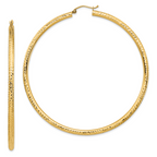 14k Lightweight 3mm Diamond-cut Hoop Earrings