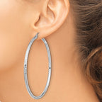 14k White Gold Lightweight 3mm Diamond-cut Hoop Earrings