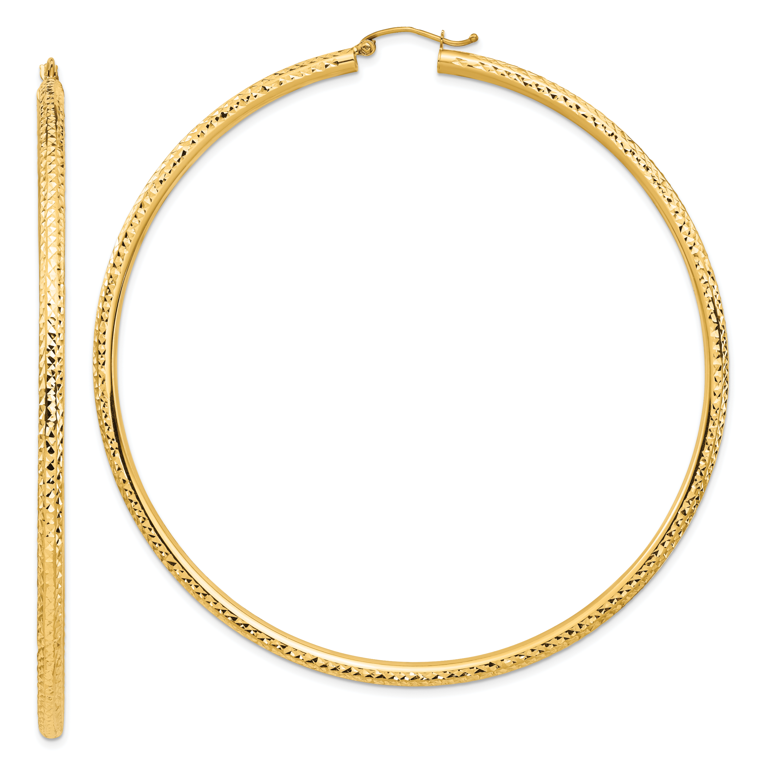14k Lightweight 3mm Diamond-cut Hoop Earrings Main image
