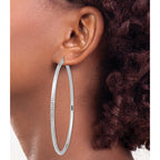14k White Gold Lightweight 3mm Diamond-cut Hoop Earrings