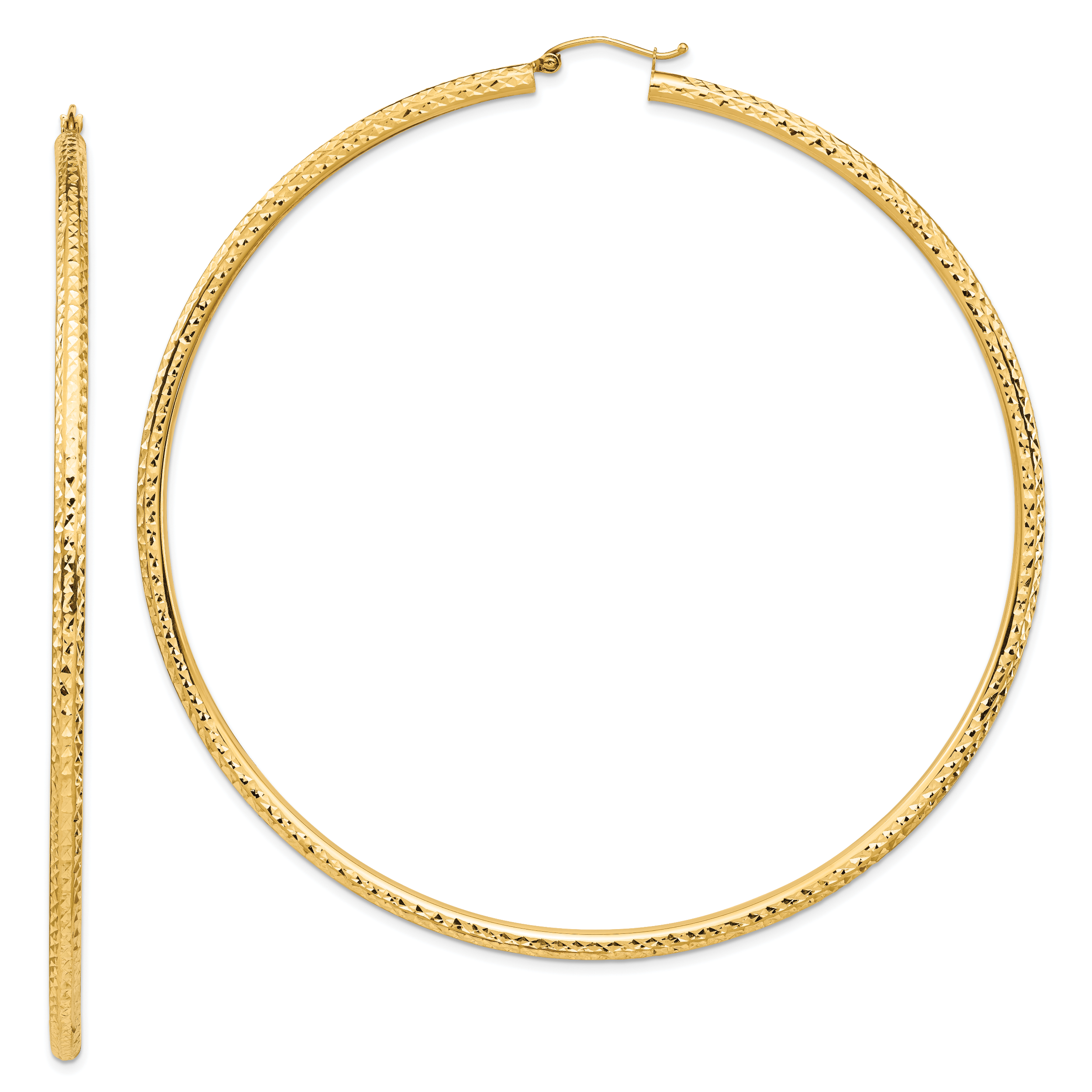 14k Lightweight 3mm Diamond-cut Hoop Earrings Main image