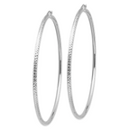 14k White Gold Lightweight 3mm Diamond-cut Hoop Earrings