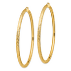 14k Diamond-cut 4x80mm Lightweight Round Tube Hoop Earrings