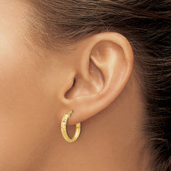 14K Polished and Diamond-cut Hoop Earrings