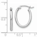 14k White Gold Polished 2mm Oval Tube Hoop Earrings