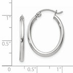14k White Gold Polished 2mm Oval Tube Hoop Earrings