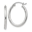 14k White Gold Polished 2mm Oval Tube Hoop Earrings