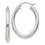 14k White Gold Polished 3.5mm Oval Tube Hoop Earrings