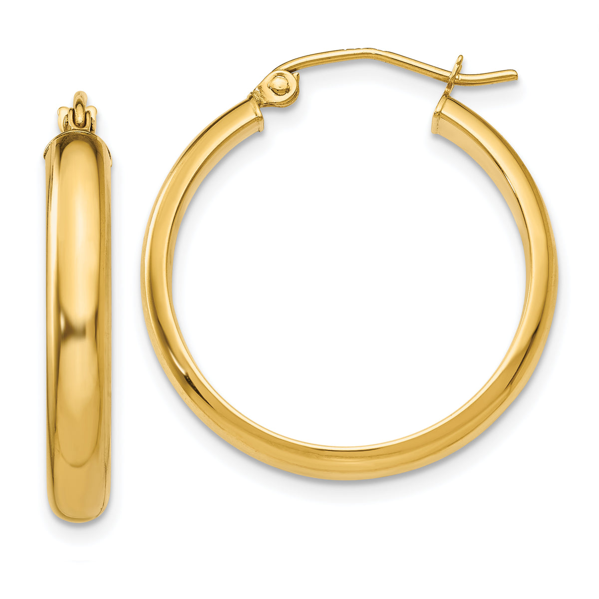 14k Round Tube Hoop Earrings