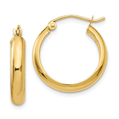 14k Round Tube Hoop Earrings
