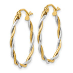 14k Two-tone Polished 1.8mm Twisted Hoop Earrings