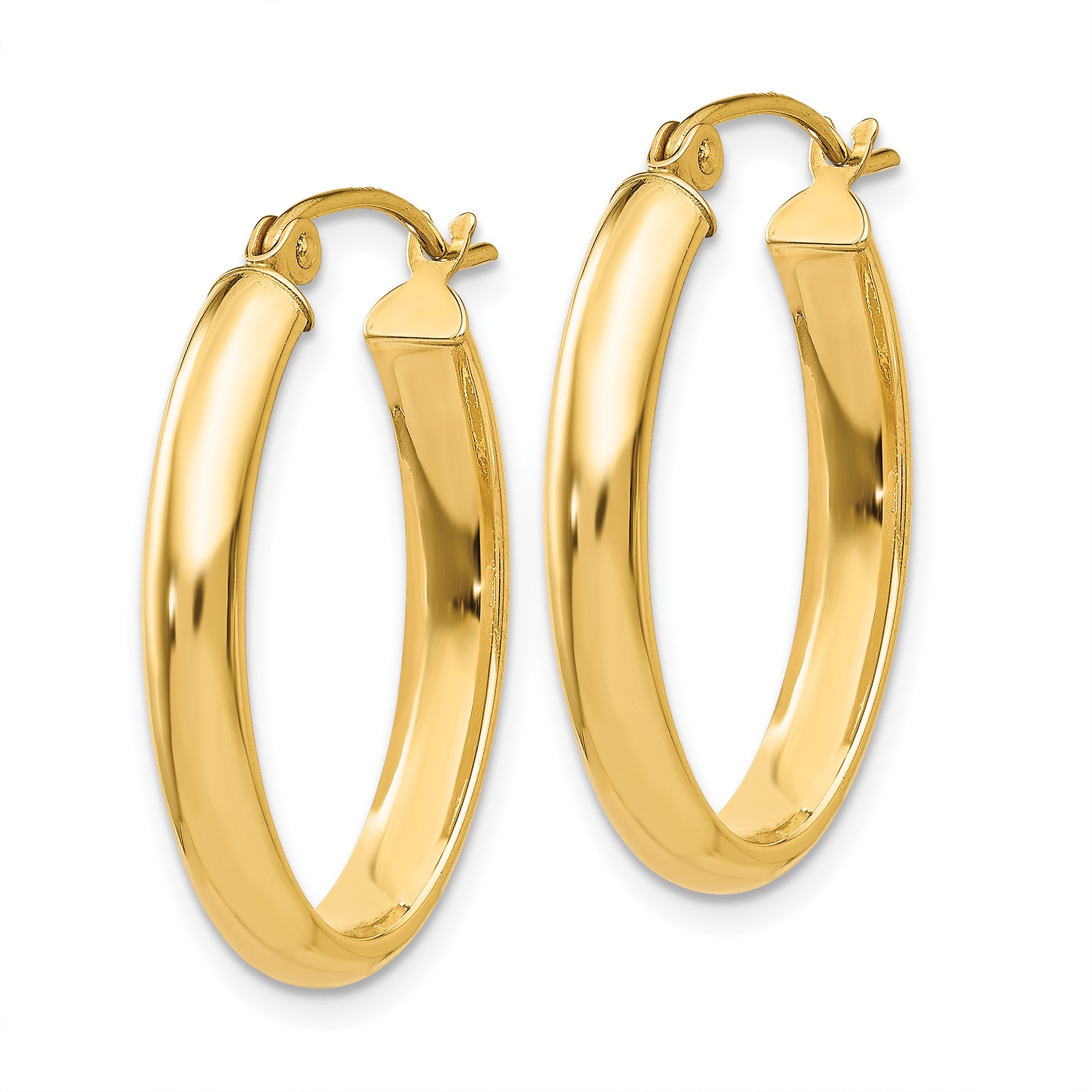 14k Polished 3.5mm Oval Hoop Earrings Secondary image