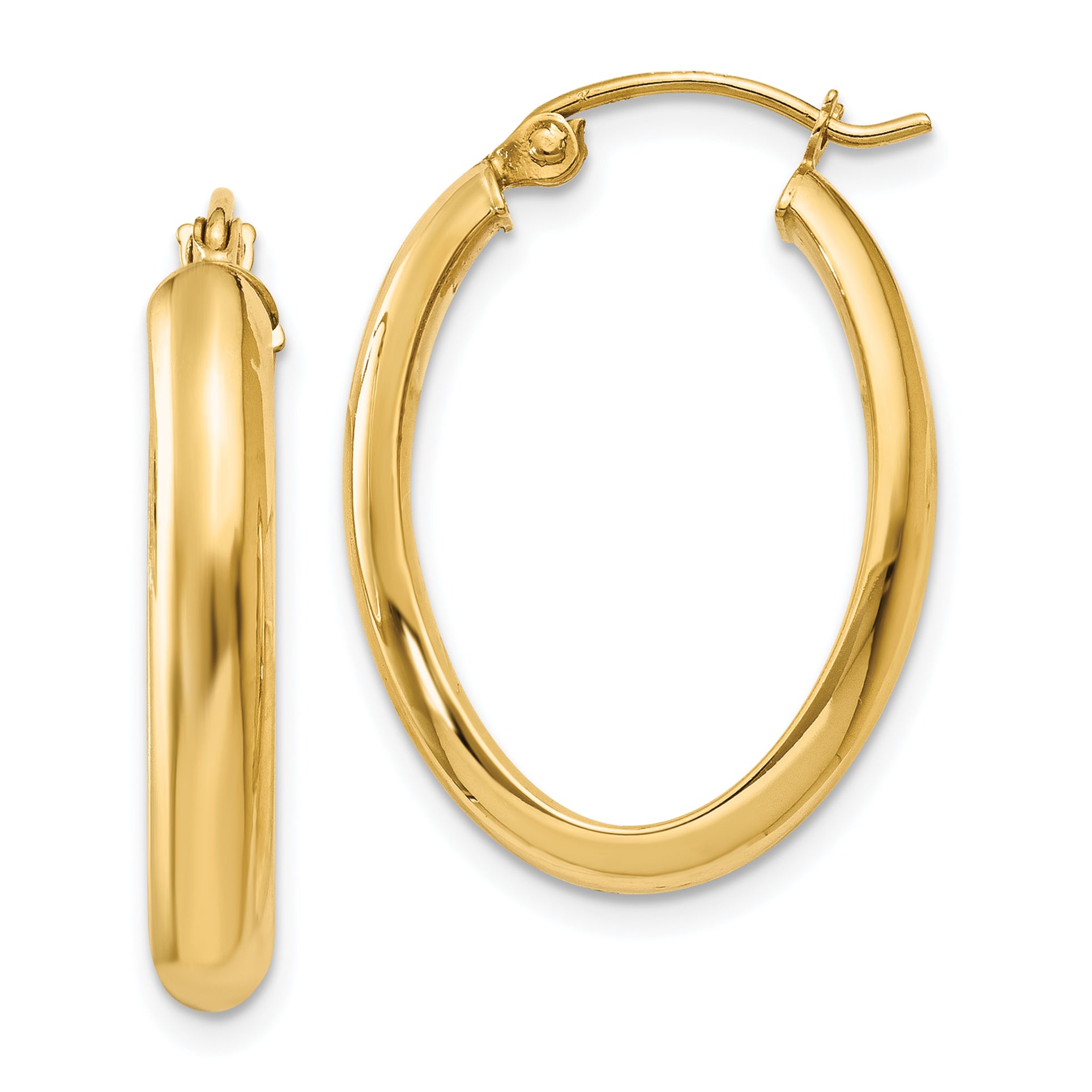 14k Polished 3.5mm Oval Hoop Earrings Main image