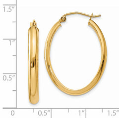 14k Polished 3.5mm Oval Hoop Earrings