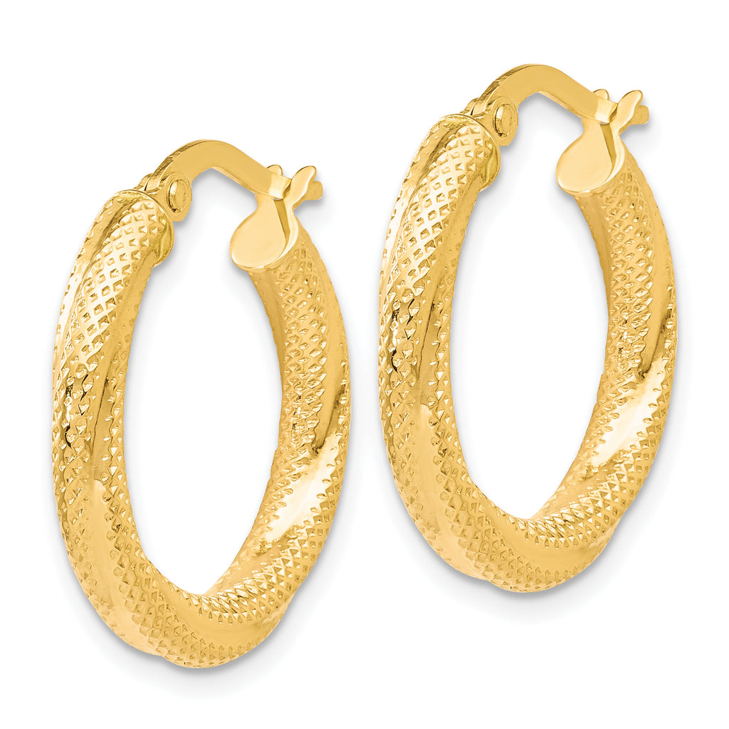 10K Textured Hinged Hoop Earrings