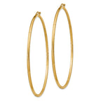 14k Satin and Diamond-cut 2mm Round Tube Hoop Earrings