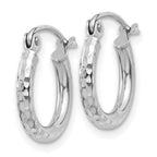 Diamond-Cut Round Tube Hoop Earrings in 14K White Gold