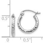 Diamond-Cut Round Tube Hoop Earrings in 14K White Gold