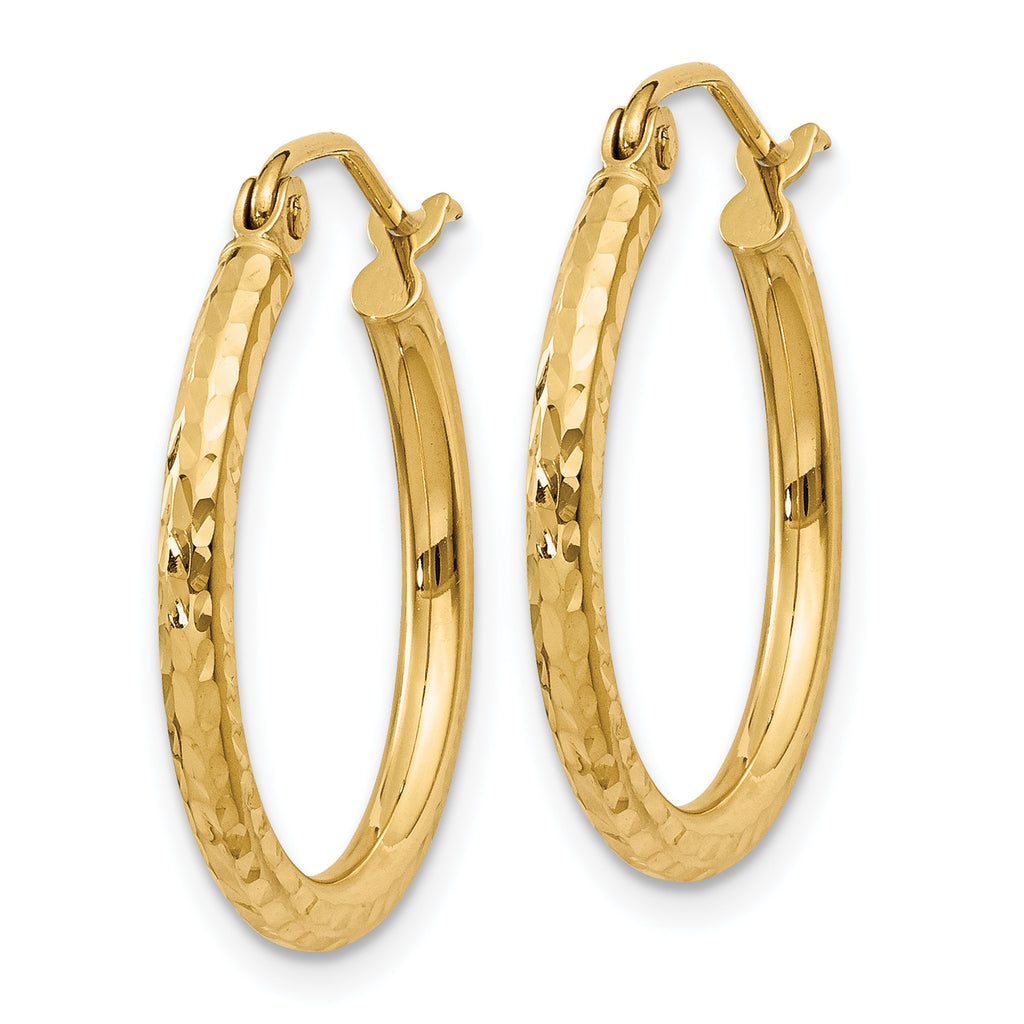 Diamond-Cut Round Tube Hoop Earrings in 14K Yellow Gold