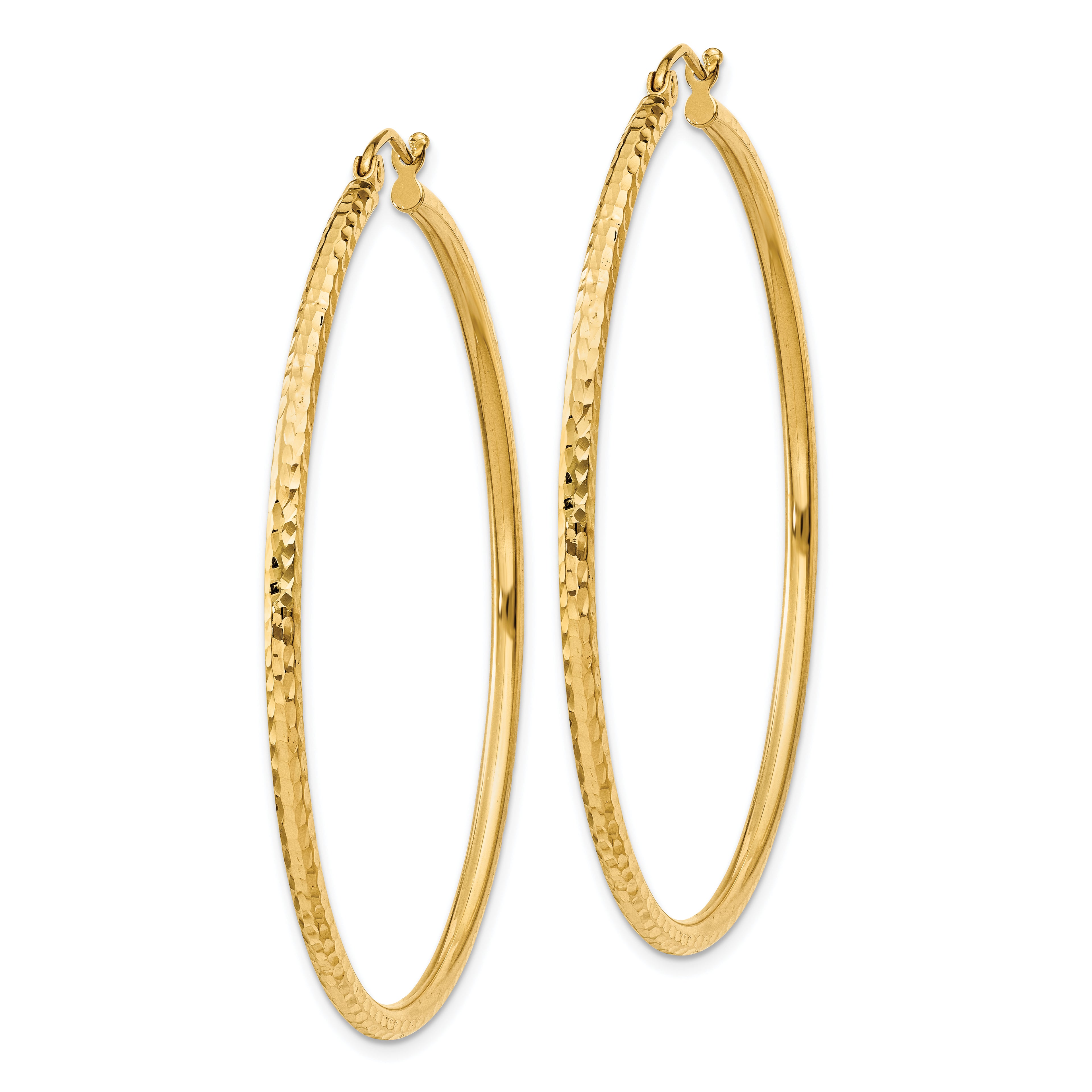 Diamond-Cut Round Tube Hoop Earrings in 14K Yellow Gold