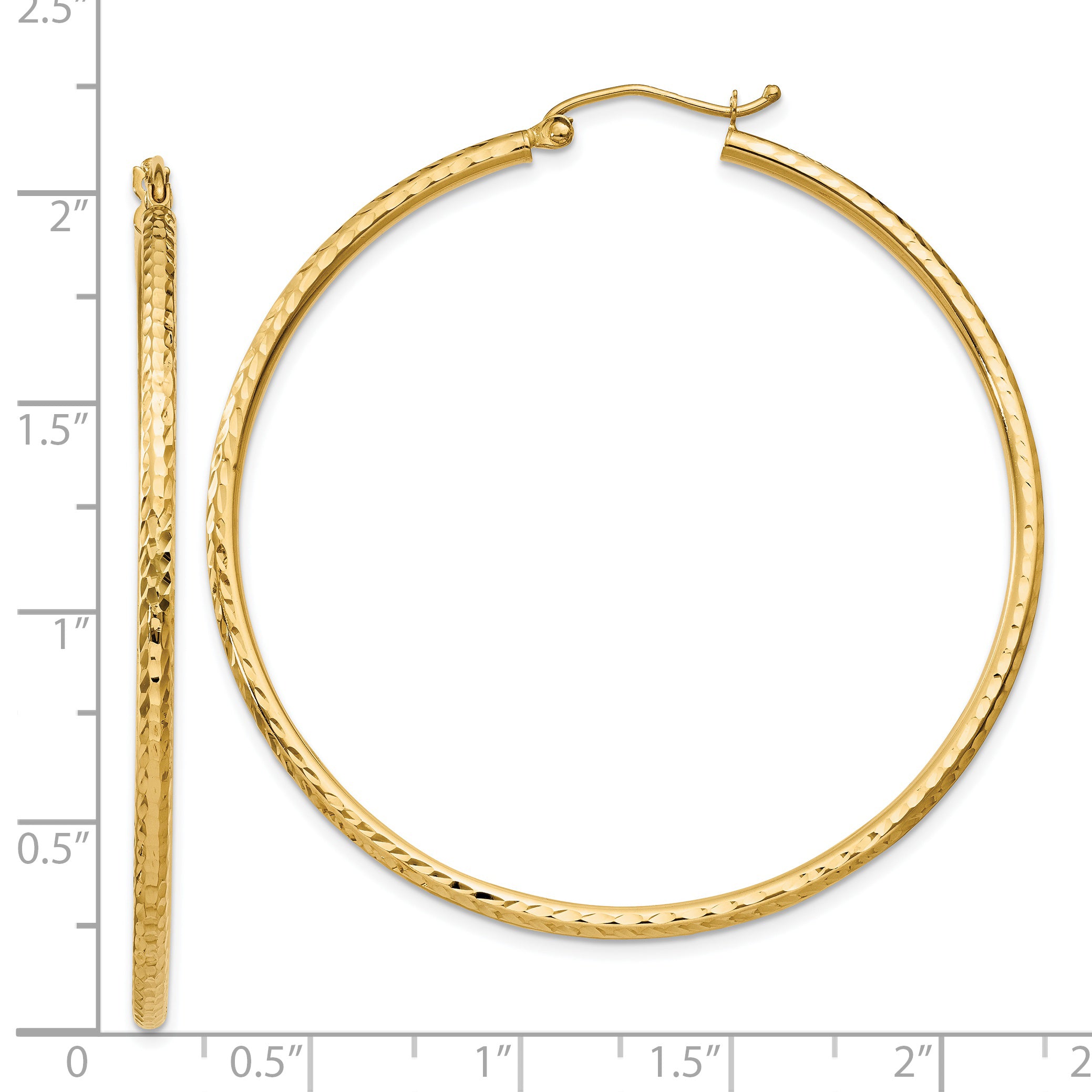 Diamond-Cut Round Tube Hoop Earrings in 14K Yellow Gold