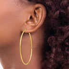 14k Diamond-cut 2mm Round Tube Hoop Earrings