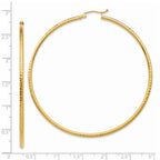 14k Diamond-cut 2mm Round Tube Hoop Earrings