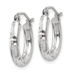 14k White Gold Diamond-cut 3mm Round Hoop Earrings