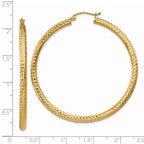 14k Diamond-cut 3mm Round Hoop Earrings