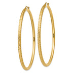14k Diamond-cut 3mm Round Hoop Earrings